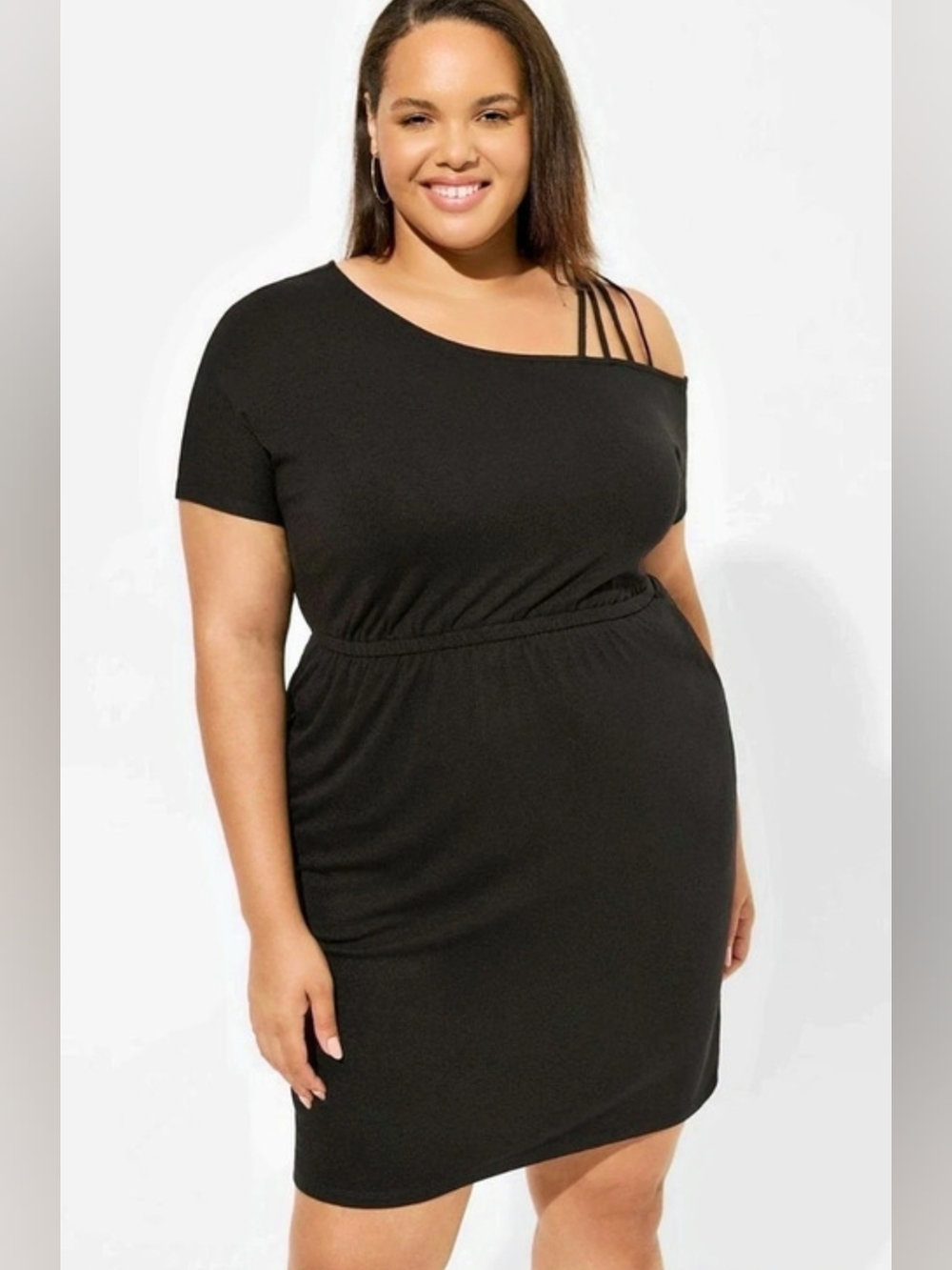 NWT Torrid 1 Mini Jersey Off-Shoulder Dress Black 4125-